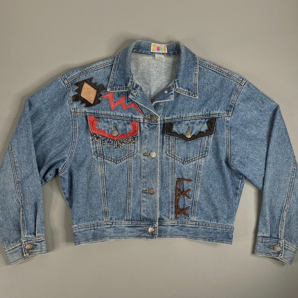 Vintage Zana Di Denim Cropped Jean Jacket Women's Size Medium 80's